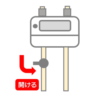 ガスメーター栓を開ける